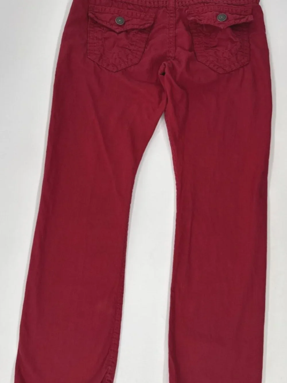 True Religion Red Jeans Mens 38x34 Ricky Relaxed Denim Thick Stitch SuperT Flap